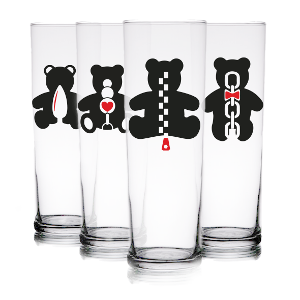 Teddy Party of Four Cocktail Glass Set (13.5oz)